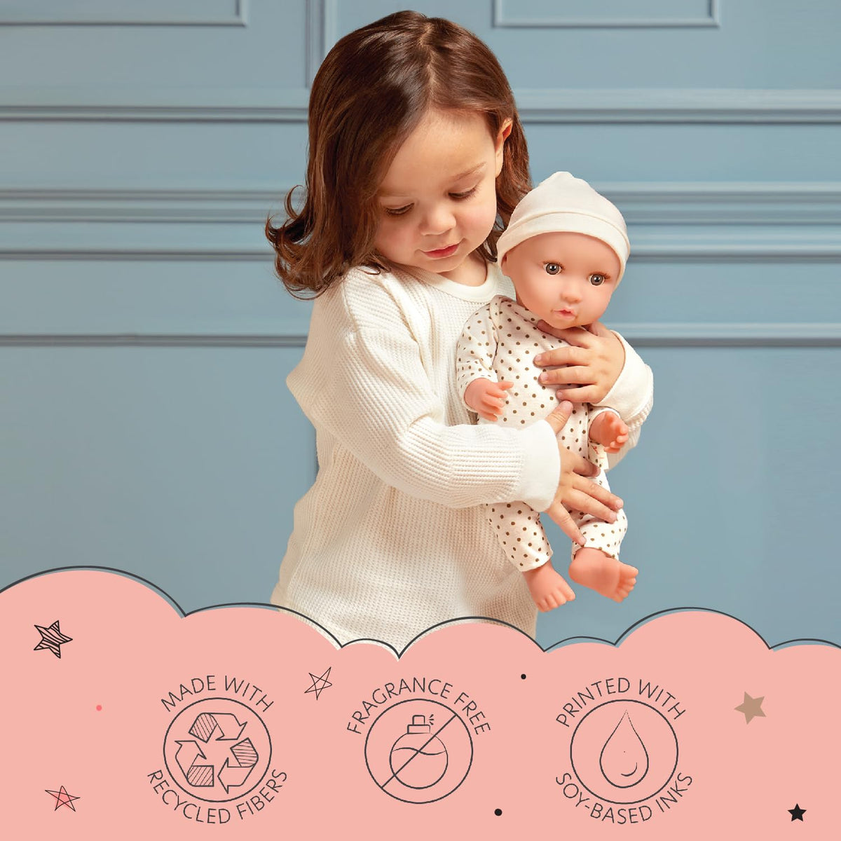 LullaBaby dolls feature friendly faces and varied hair colors to spark storytelling.