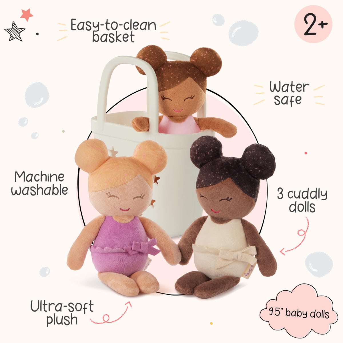 LullaBaby bath dolls deliver real water play with gentle textures and friendly expressions.