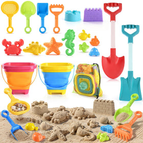 LullaBlock collapsible bucket in bright colors for easy storage and beach play