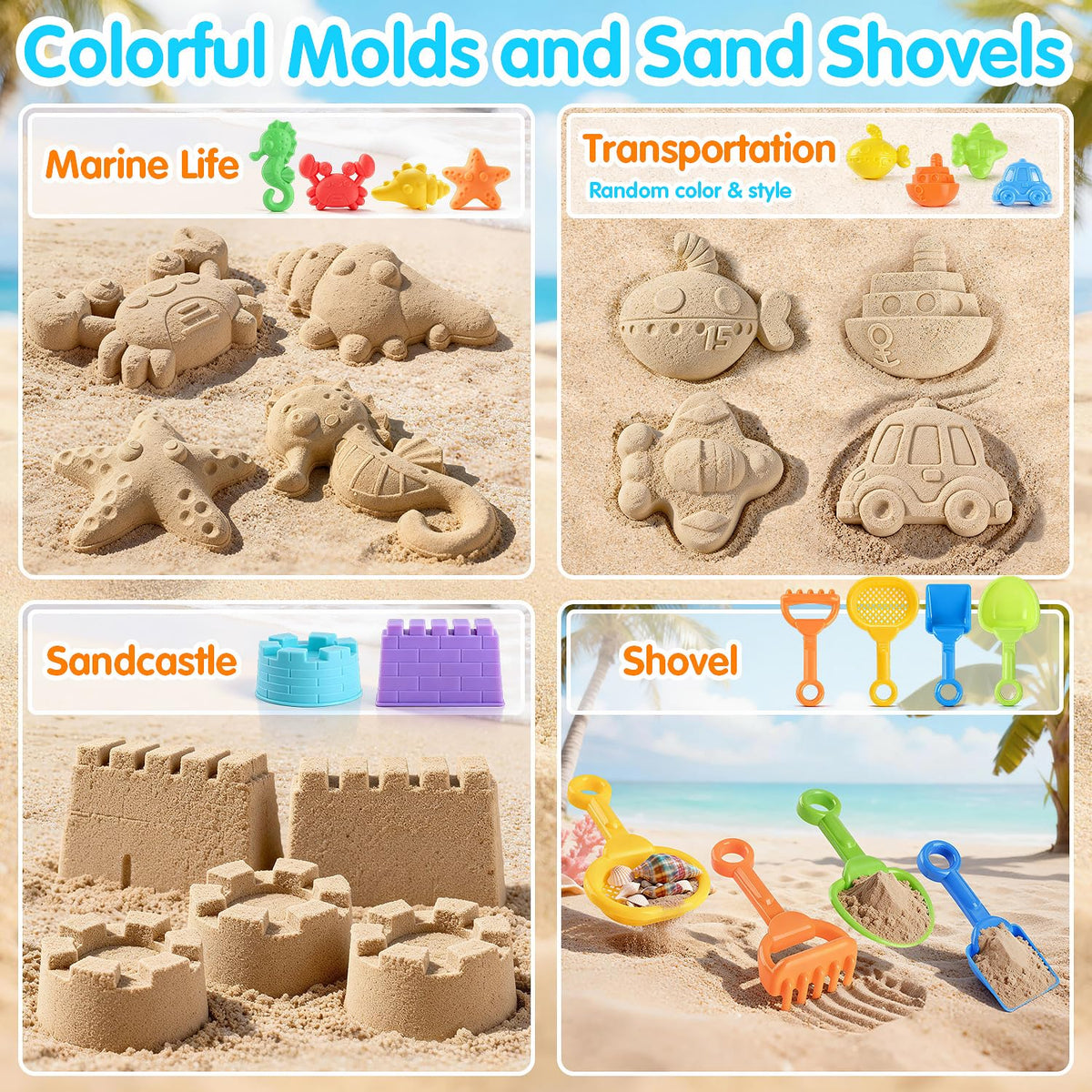 LullaBlock marine molds including crab, seahorse, starfish, conch for ocean scenes