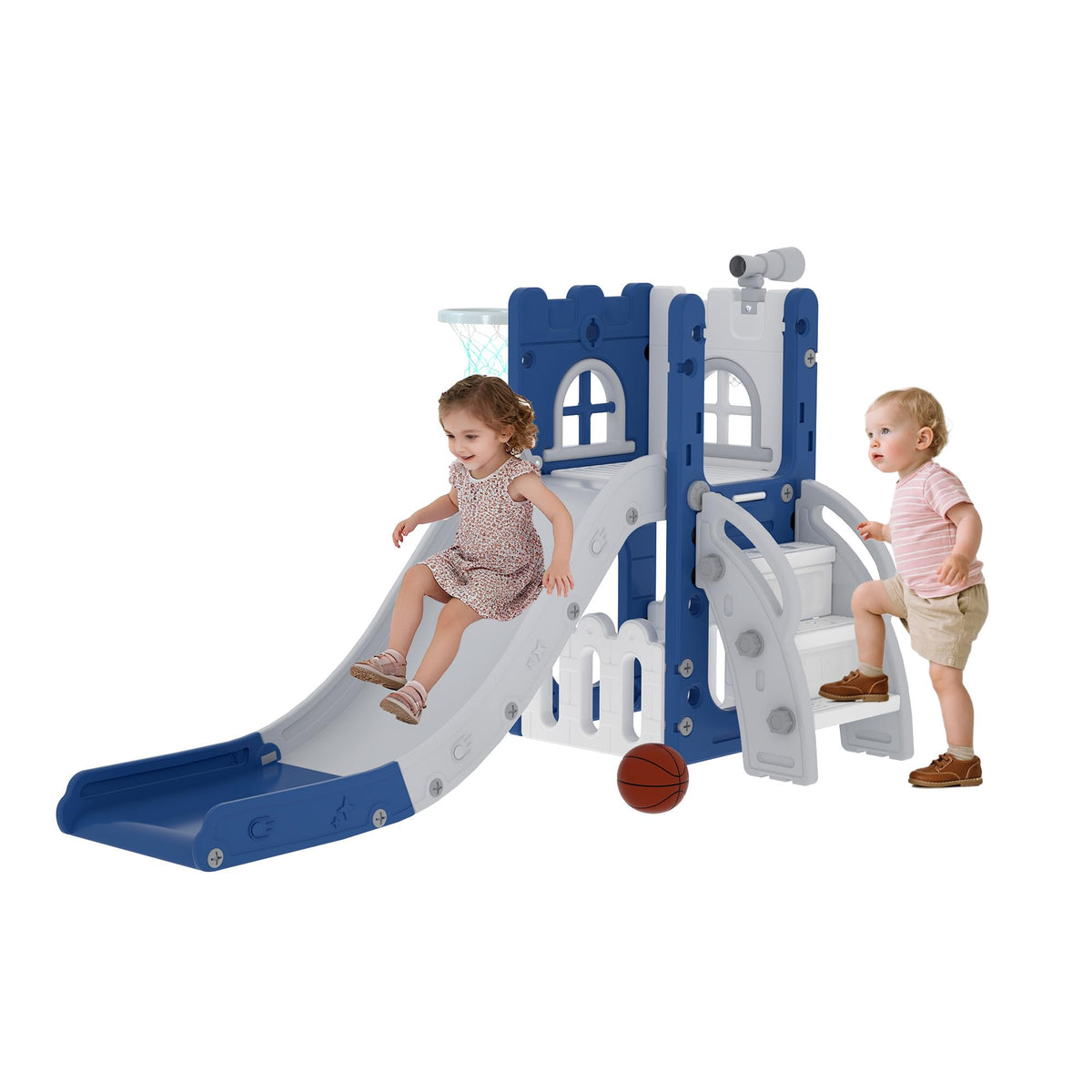 LulliSpace 6-in-1 toddler slide with a smooth ride for indoor or outdoor play