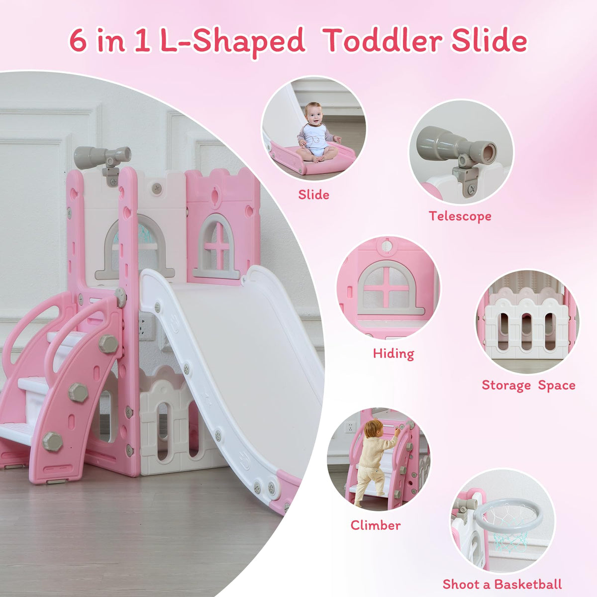 LulliSpace 6-in-1 slide with storage keeps toys organized after play