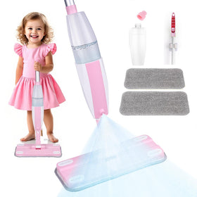 Lullulii Kids Spray Mop bottle showing the working spray for safe pretend cleaning