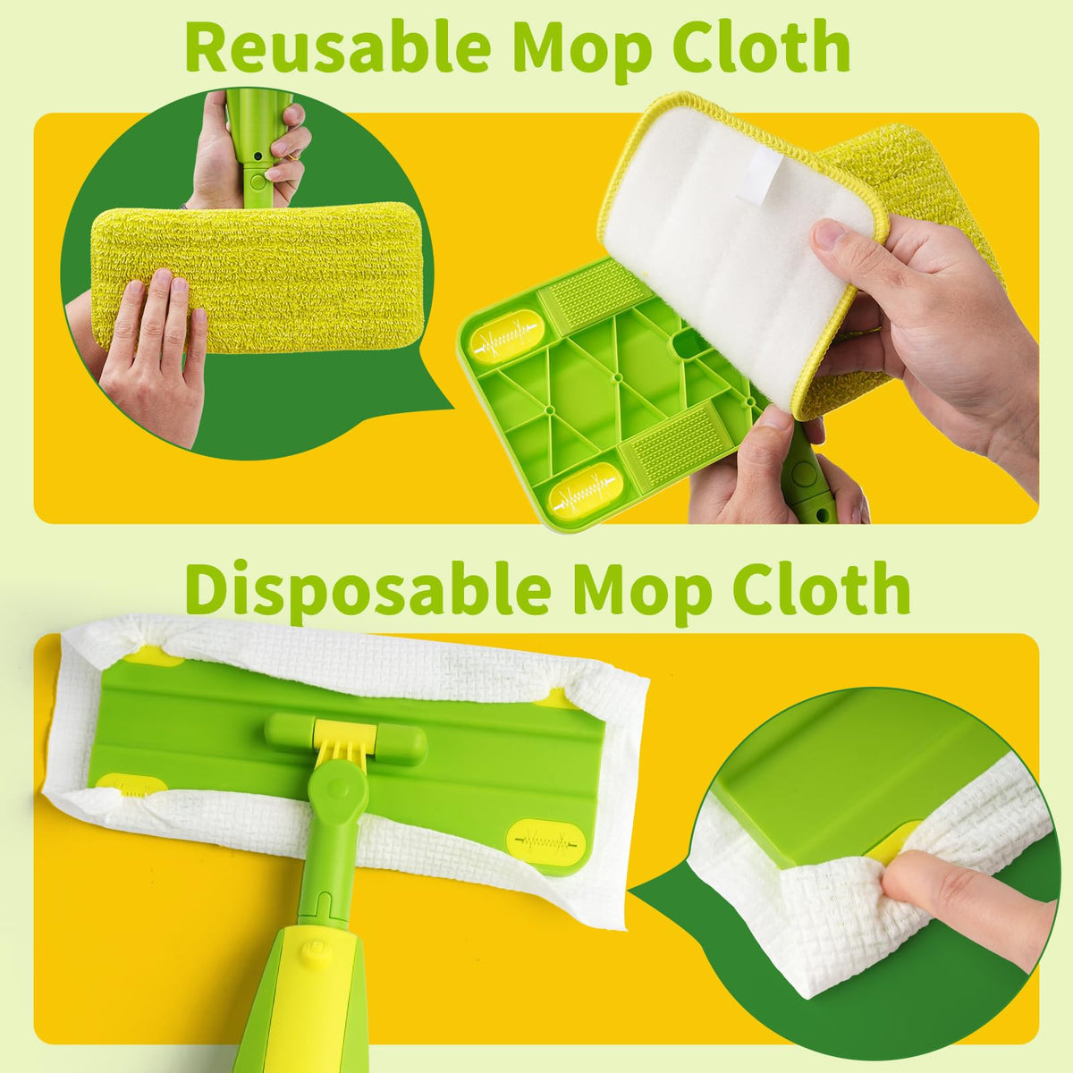 Lullulii Kids Spray Mop storage clip pictured at adjustable height for growing kids.