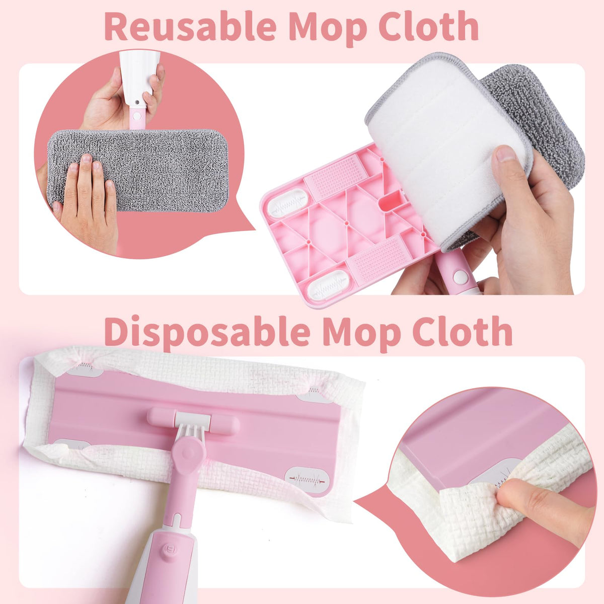 Lullulii Kids Spray Mop storage clip highlighting height-adjustable placement