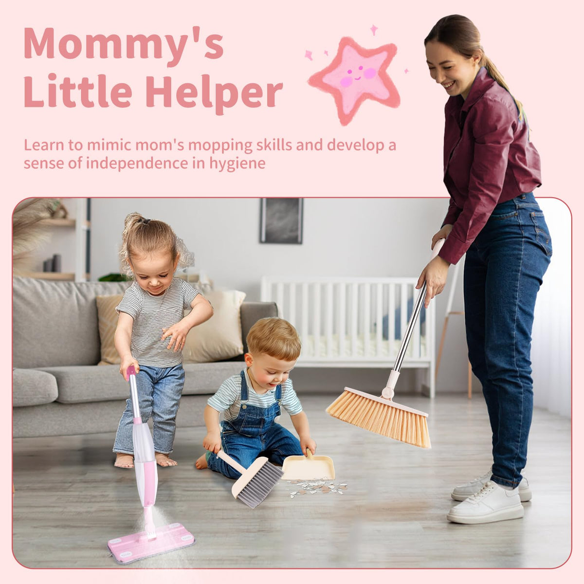 Lullulii Kids Toddler Cleaning Hands demonstrates kid-friendly ergonomic grip