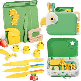 Lullulii toddler knife in green with serrated edge for safe real-food prep