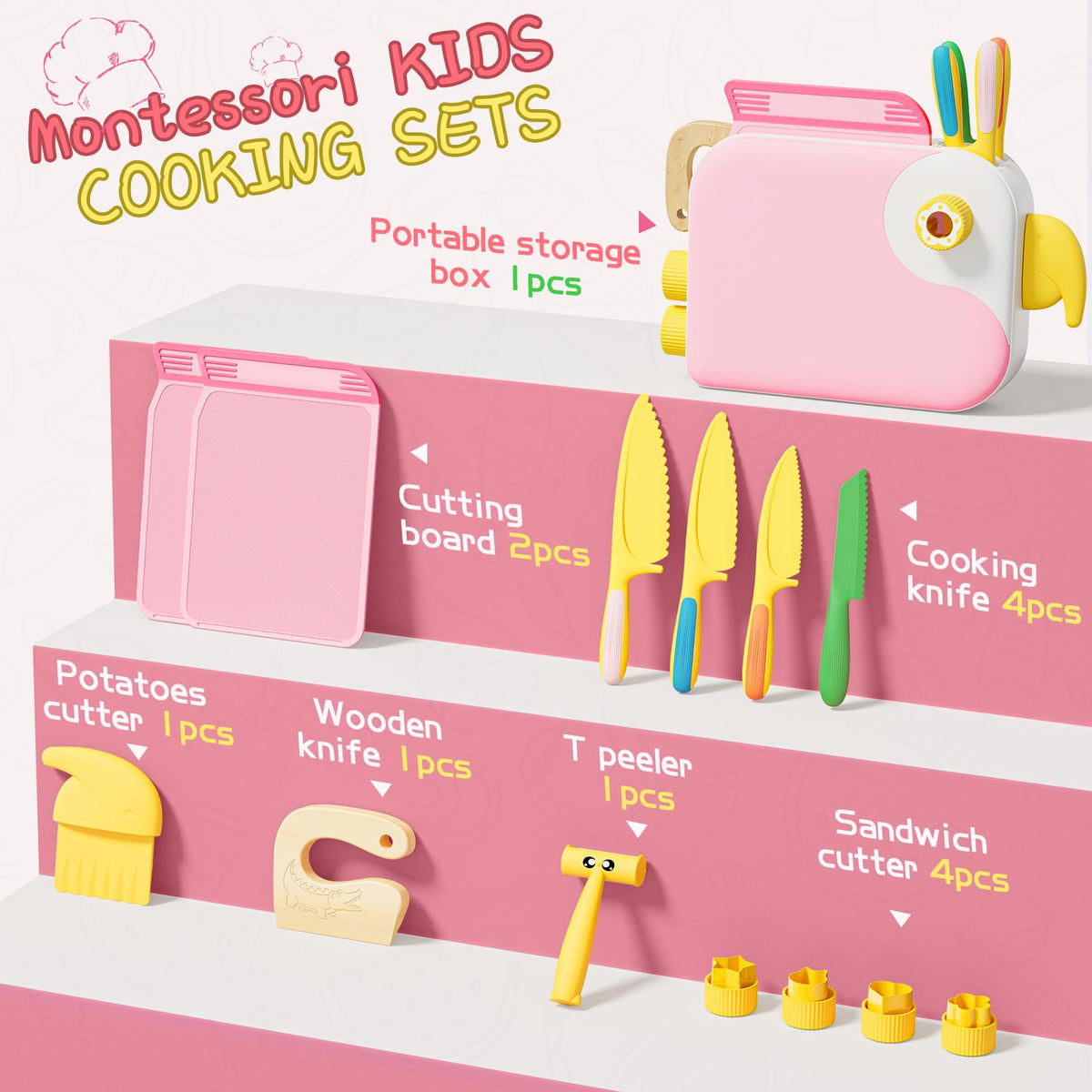Lullulii toddler safe knife with blunt tip enables gentle cutting practice.