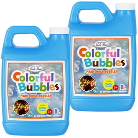 Lulu Home 2-pack bubble solution with giant wand creates large, colorful bubbles for outdoor fun.
