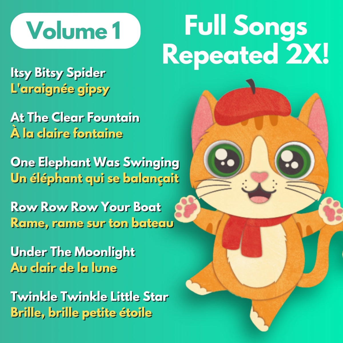 Buttons light up as full-length songs play, boosting rhythm and memory.