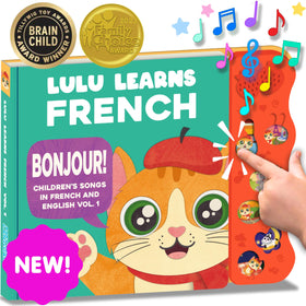 Lulu Learns French Vol. 1 cover image highlighting the bilingual learning toy for toddlers.