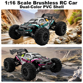 LUMENAS 1:16 brushless RC car in-box setup includes everything for immediate run