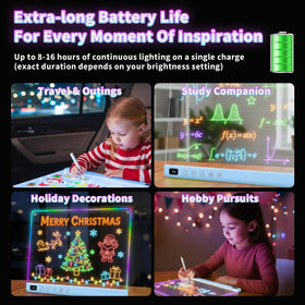 Lumiboard kids glow features encourage imaginative play and color exploration.