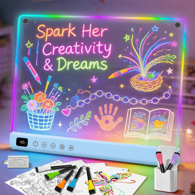 Lumiboard LED drawing board with 8 colors and 6 modes for vibrant art sessions.