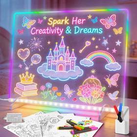 Lumiboard LED drawing board with 8 colors boosts kids creativity during art time