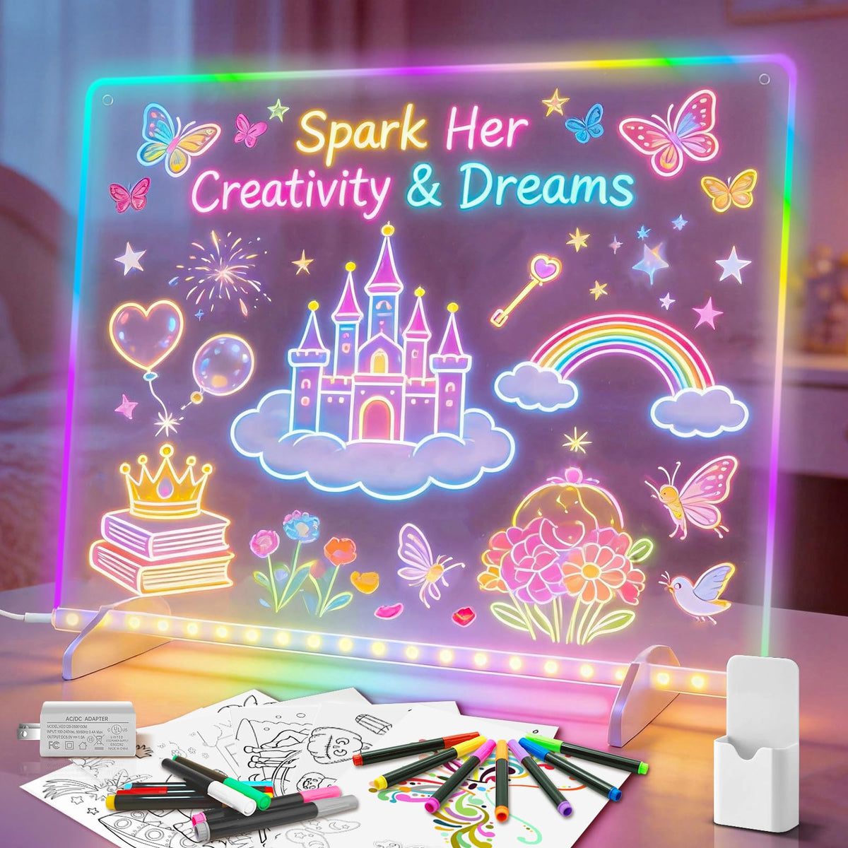 Lumiboard LED drawing board with 8 colors for creative play and learning
