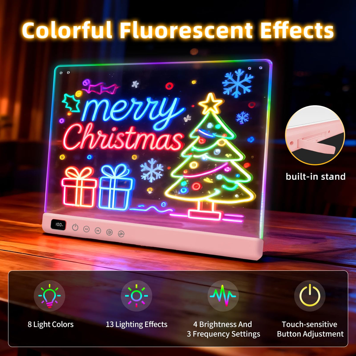Lumiboard neon light effects enhance screen-free, imaginative play.
