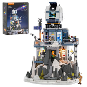 Lumibricks Alpine Observatory dome rotation illuminates a space themed decor scene