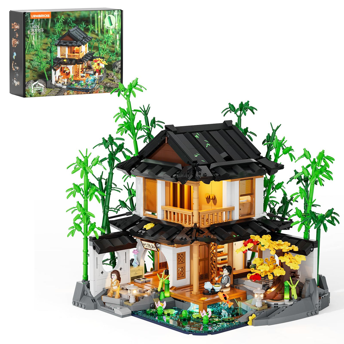 Lumibricks Bamboo-House Front exterior for calming retro Chinese decor.