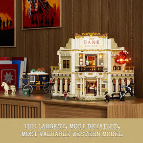 Lumibricks bank vault detail emphasizes authentic currency bars for collectors' display.