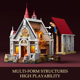 Lumibricks banquet table and chairs create realistic dining scenes for minifigures