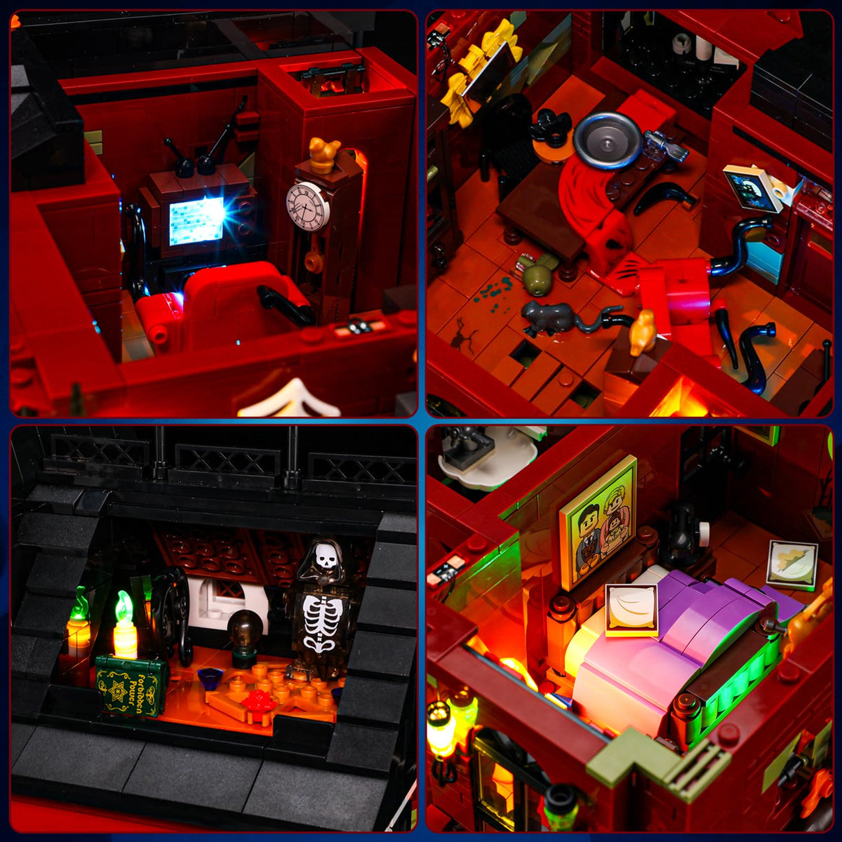 Lumibricks basement green glow enhances subterranean ambience in the display.