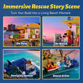 Lumibricks printed signage brings lifeguard realism and storytelling detail.