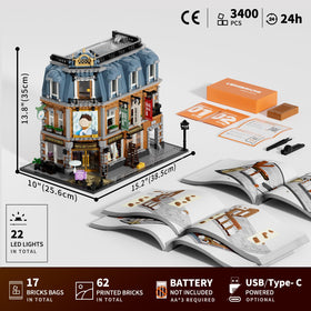 Lumibricks exterior street stalls and benches create authentic European atmosphere