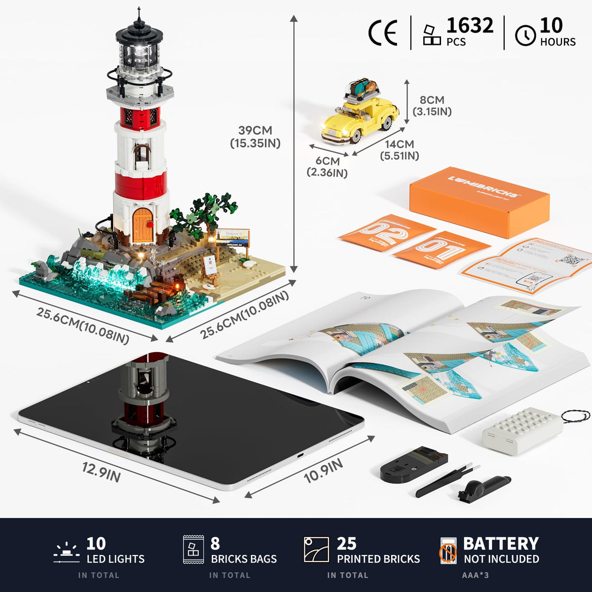 Lumibricks City Sunrise LED lighting effects with rotating beacon and water shimmer