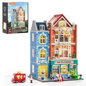 Lumibricks city townhouse front view showcases modular design for imaginative play.