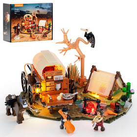 Lumibricks Cowboy Camp Lighting Set, wagon scene glow, ideal for display and storytelling.