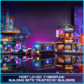 Lumibricks Cyberpunk Bus cockpit access and energy compartment in modular design