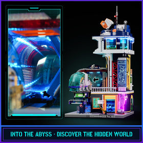 Lumibricks cyberpunk diorama details include security checkpoint and restroom