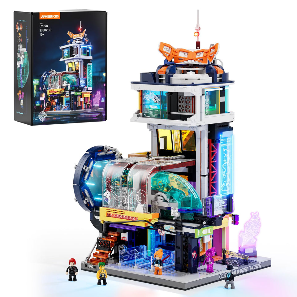 Lumibricks cyberpunk hover train with magnetic levitation for dramatic display