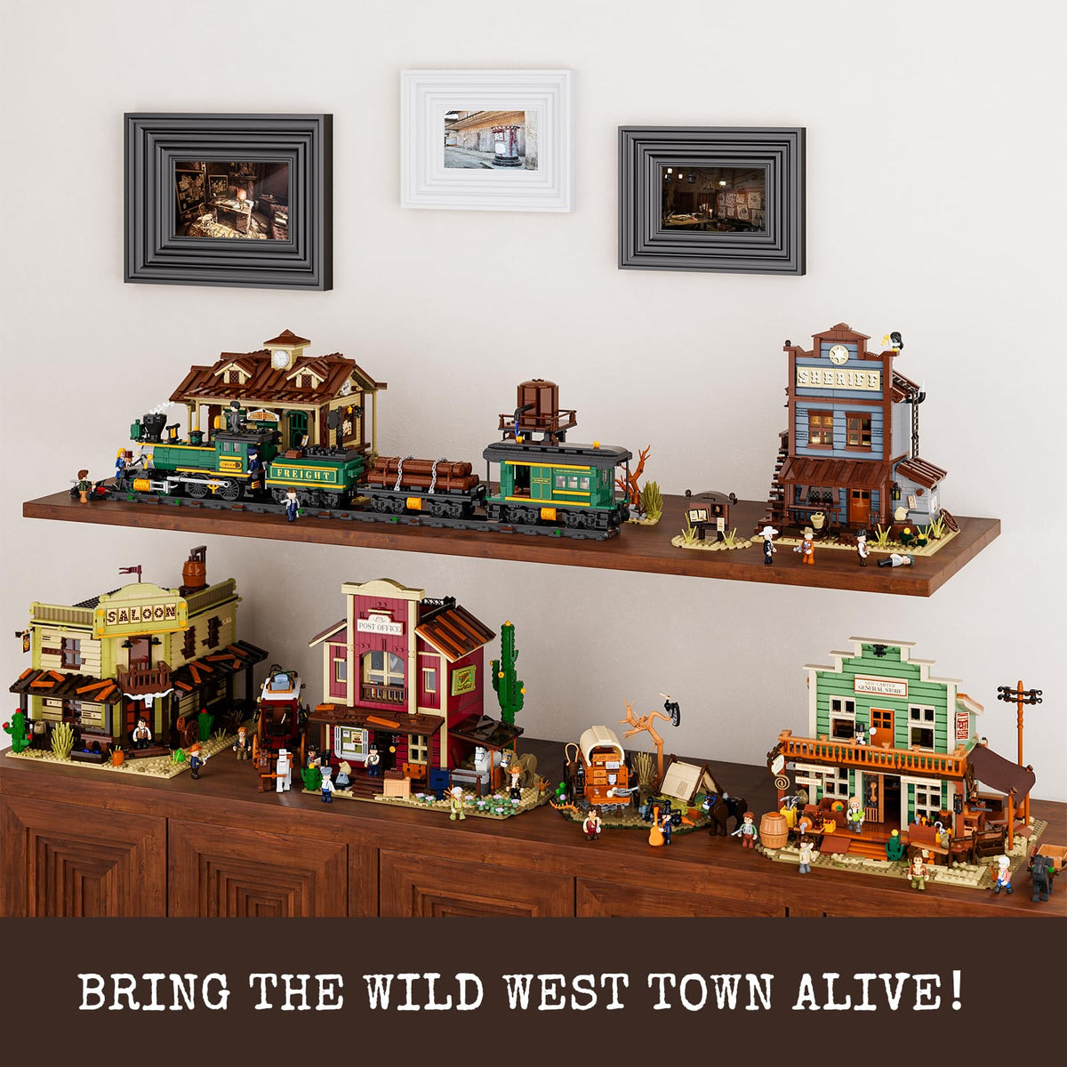 Lumibricks Cowboy Camp Lighting Set, desert terrain with scorpion prints adds realism.