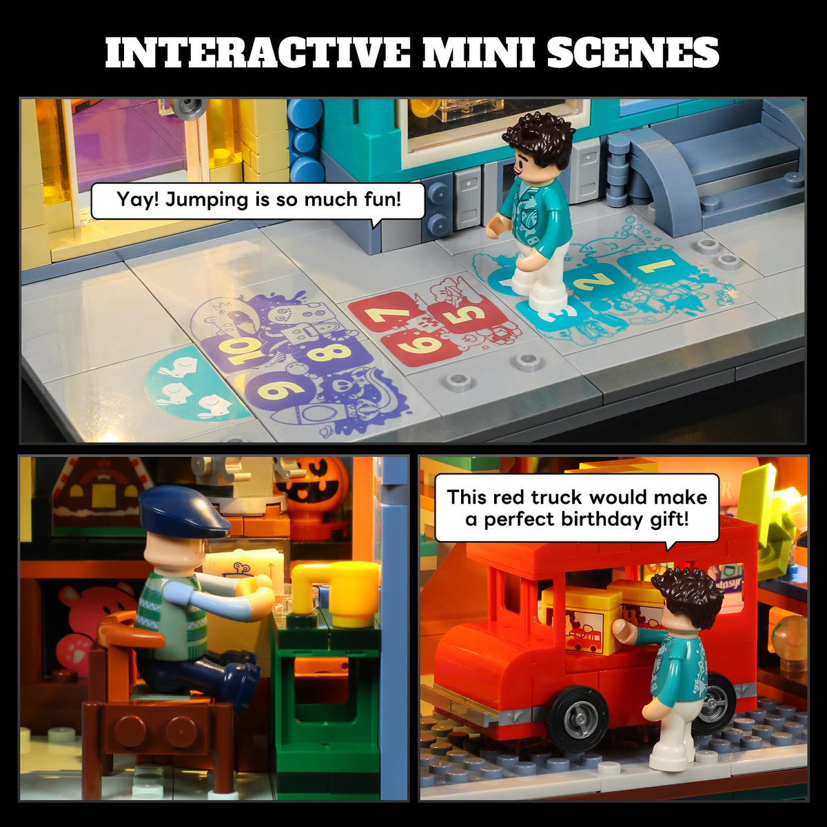 Lumibricks exterior detachable wall enables quick interior access for play and display.