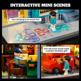 Lumibricks exterior detachable wall enables quick interior access for play and display.