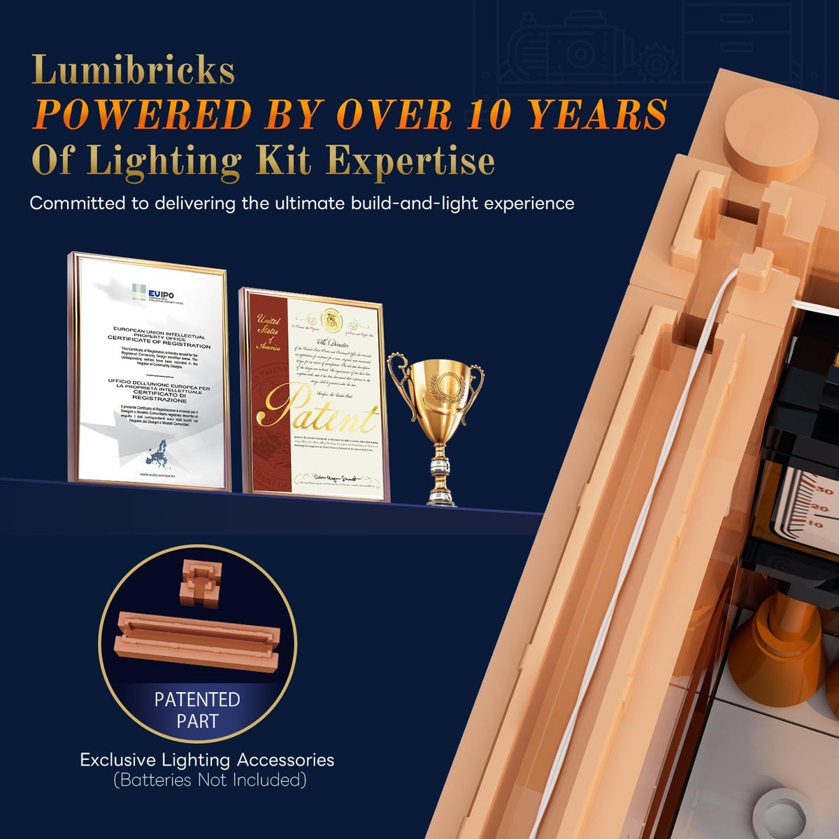 Lumibricks External crane lift highlighting dynamic play and access to aircraft handling.