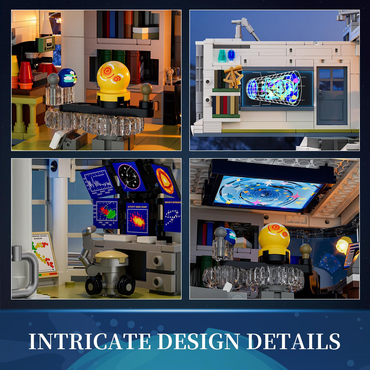 Lumibricks Glowing orreries illuminate stellar narratives in a room