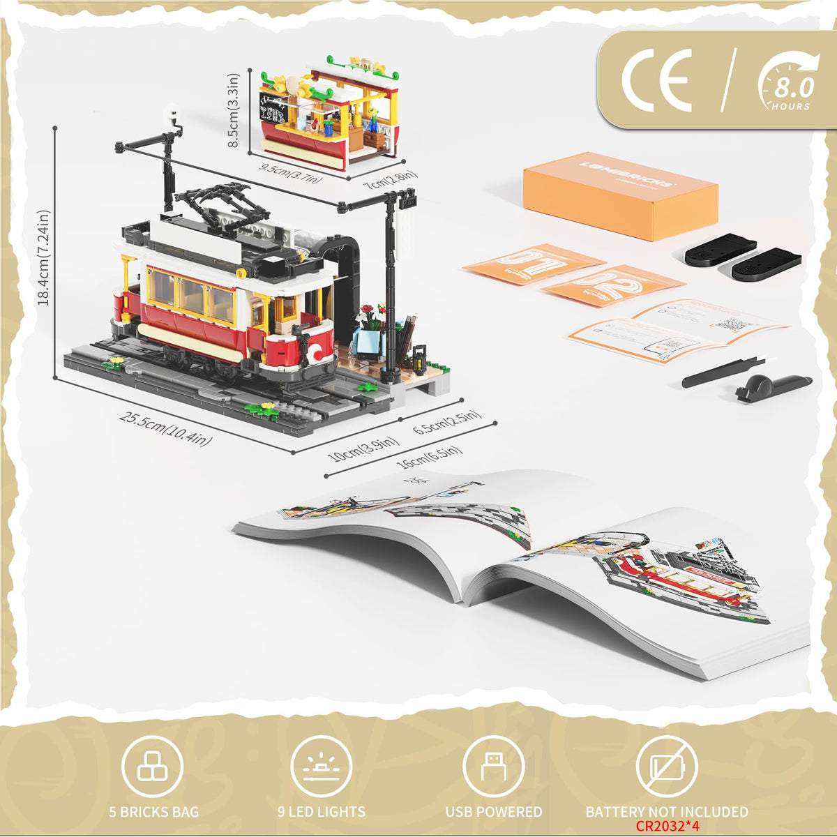Lumibricks Heritage baseplate 36x20 connects with other modular buildings for expansion.