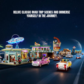 Lumibricks Interstellar Diner outdoor patio captures social dining ambience for display setups.