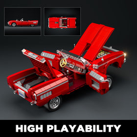 Lumibricks Low Rider Big Red Car side profile showcasing retro styling