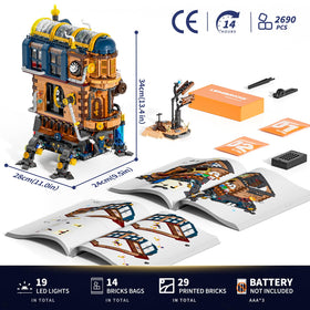 Lumibricks Mecha-Alchemist's Moving Castle signboard completes the narrative display