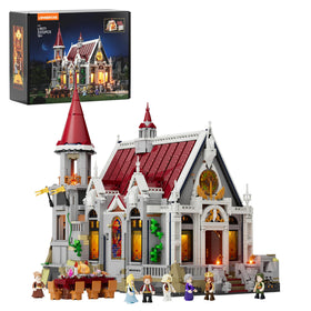 Lumibricks medieval castle banquet hall lighting highlights stained glass for dramatic dioramas