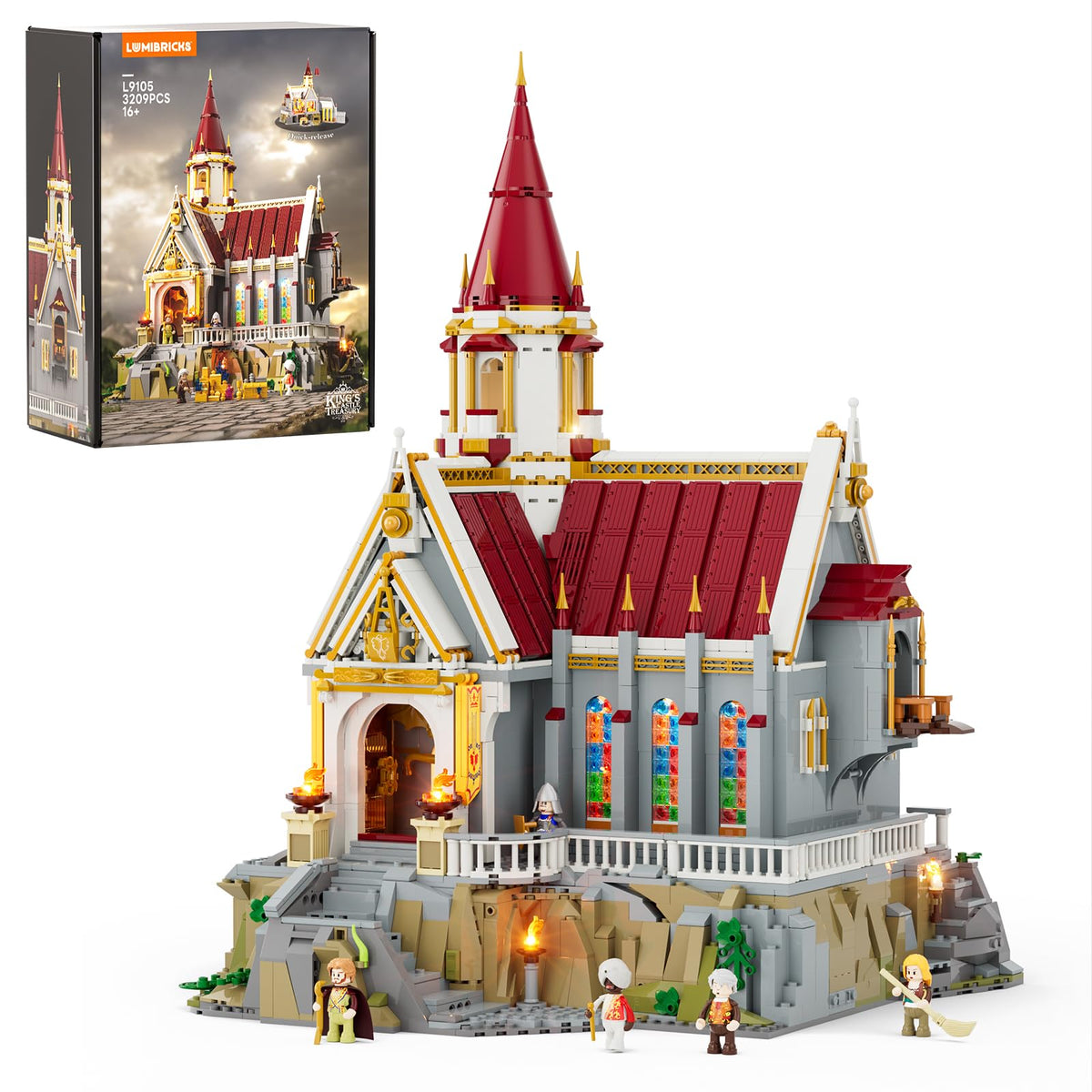 Lumibricks Medieval King's Castle Treasury on display with rich history-inspired details.