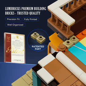 Lumibricks Moon Bar surfboard menus and posters enrich interior storytelling and character details.