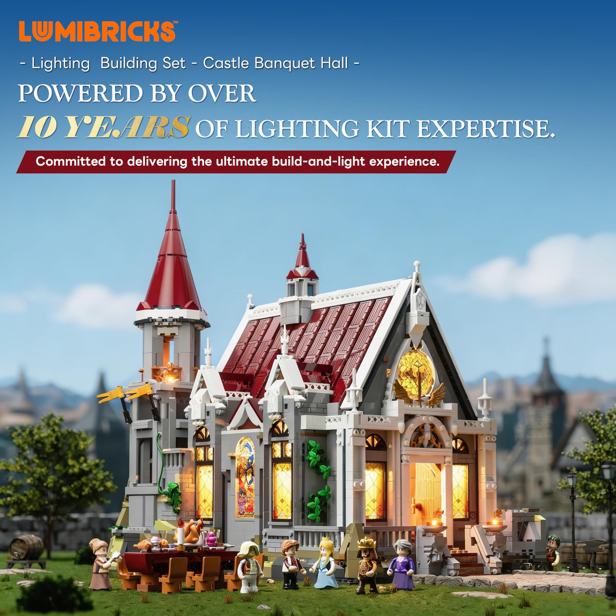 Lumibricks opulent ceiling with medieval architecture details for immersive display