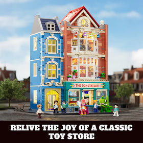 Lumibricks 100-plus printed elements add authentic toy-store details.