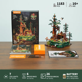 Lumibricks rotating log between trap and treasure cave for dynamic play