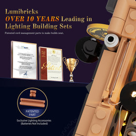 Lumibricks Steampunk gear-operated elevator invites curious, interactive viewing.